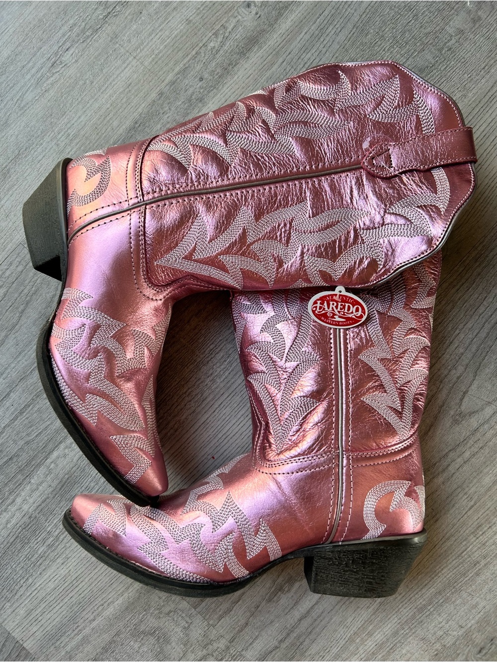 Laredo Metallic Pink Embroidered Western Boots - Women's